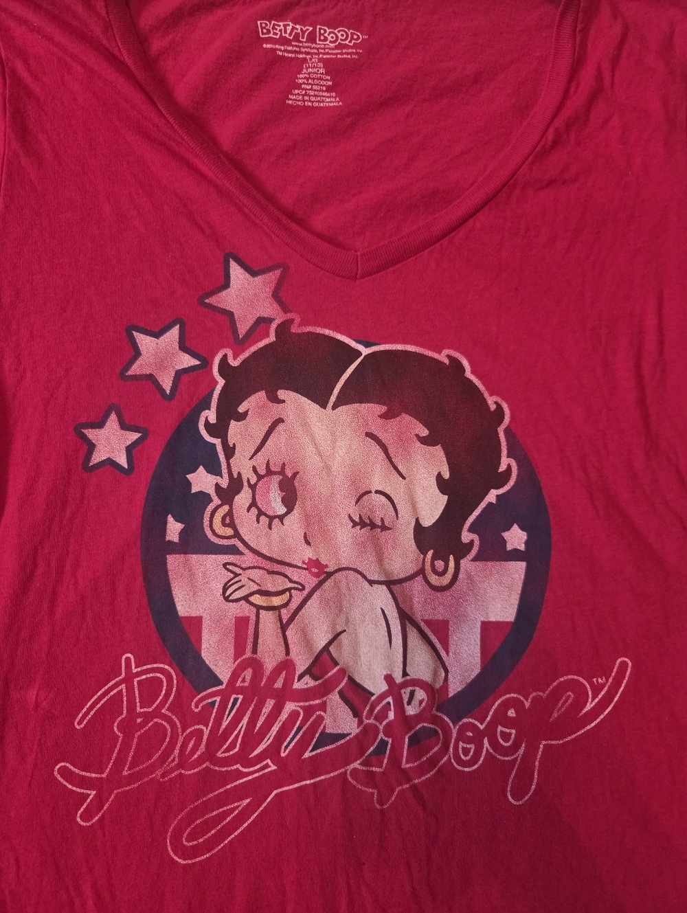 2010 Betty Boop Red Graphic V-Neck Tee - Picture 5 of 5